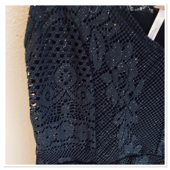 Free People Salinas Lace Foil Print Dress Black Gold Metallic Size 0 - Picture 6 of 10